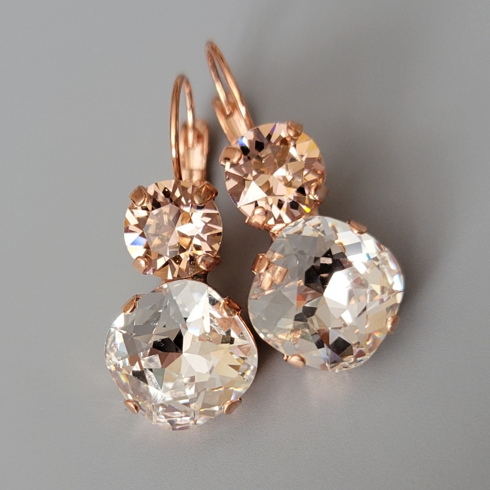 Austrian Crystal Earrings in Rose Gold